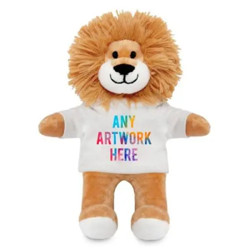 Promotional Louis Lion 14cm Soft Toy with printed logo or design on T-Shirt