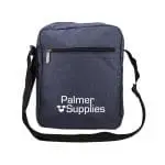 Promotional Compact Messenger Bag in blue with long handle and printed logo or design