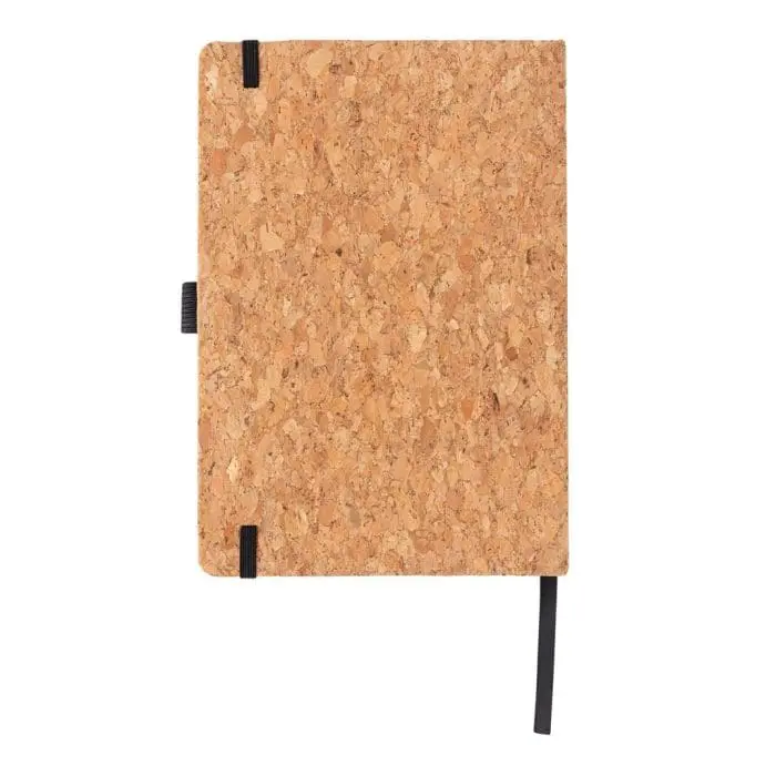 Printed Premium A5 Cork Hardcover Notebook back view printed with logo