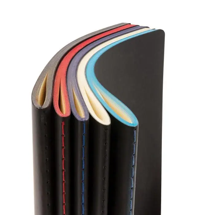 Custom-Branded Softcover Notebook with Coloured Edge, lined pages and printed logo