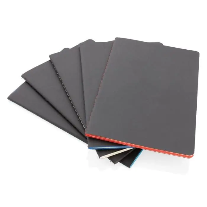 Custom-Branded Softcover Notebook with Coloured Edge, lined pages and printed logo