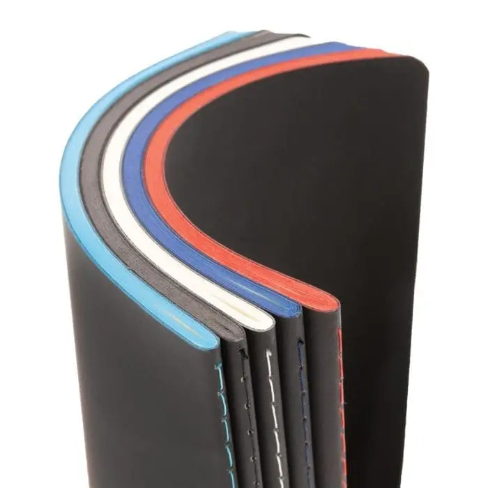 Custom-Branded Softcover Notebook with Coloured Edge, lined pages and printed logo