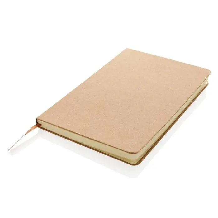 Branded A5 FSC Paper Hardcover Notebook in natural with page marker and printed logo or design