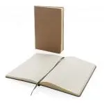 Branded A5 FSC Paper Hardcover Notebook in natural with printed logo and lined paper