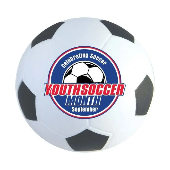 Promotional Stress Football in black with printed logo or design