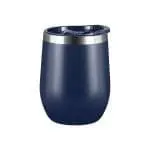 Branded Vacuum Coffee Cup in dark blue with printed logo and presentation box