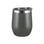 Branded Vacuum Coffee Cup in dark grey with printed logo and presentation box