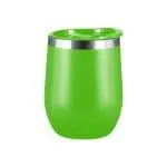 Branded Vacuum Coffee Cup in lime green with printed logo and presentation box