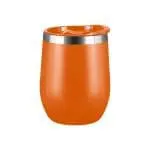 Printed Vacuum Coffee Cup in orange with printed logo and presentation box