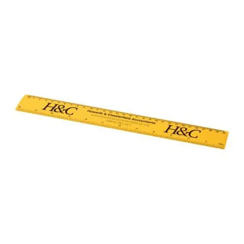 Promotional 30cm Branded Ruler in yellow with printed logo or design