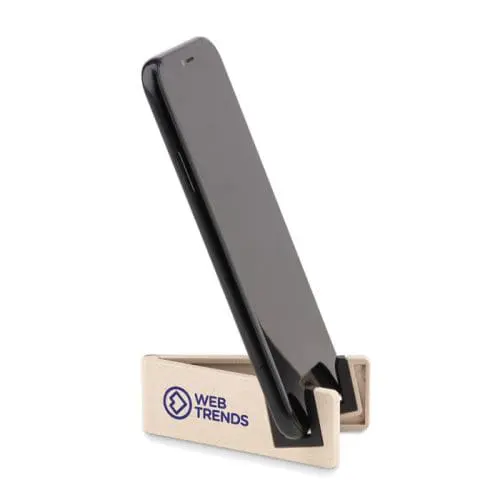 Promotional Bamboo Fibre Folding Phone Stand in natural with printed logo or design