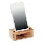 Promotional Bamboo Phone Stand Amplifier in bamboo with printed logo or design