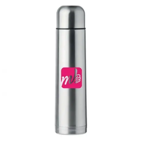 Promotional Big Chan Vacuum Flask 900ml in silver printed with logo or design