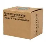 Personalised Bjorn Recycled Vacuum Mug 360ml with wooden handle in presentation box with printed logo