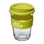 Printed Cortado Coffee Cup with Grip 300ml in light green with printed logo