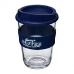 Printed Cortado Coffee Cup with Grip 300ml in navy blue with printed logo