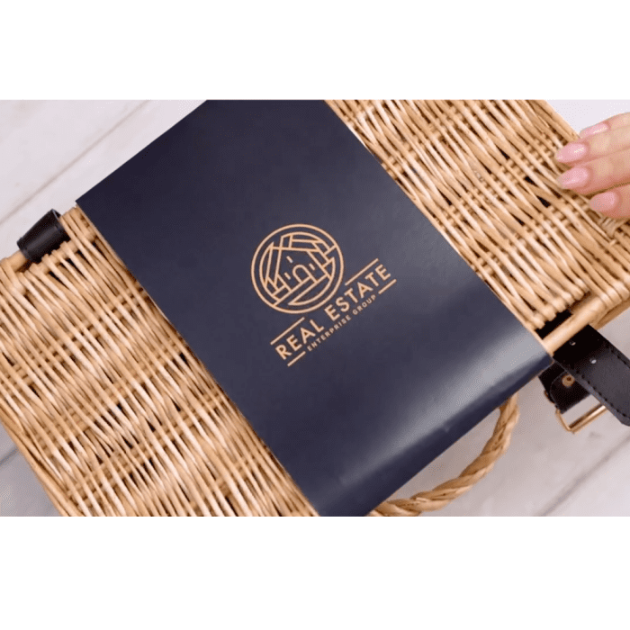 Promotional Classic Gift Hamper 10 Inch with Hamper Belly Band with printed logo or design