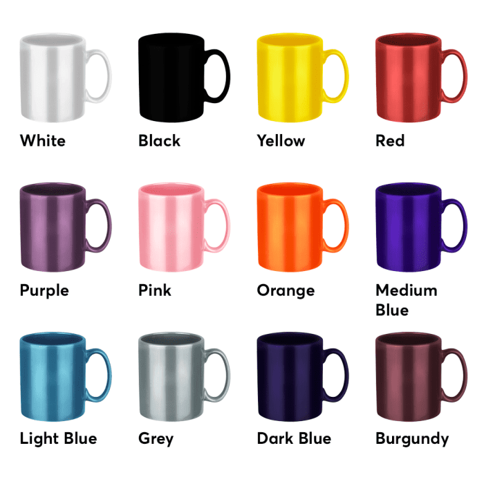 Promotional Mug in various colours as part of gift set with printed logo or design