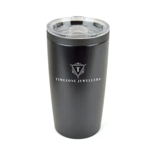 Promotional Oakridge Double Walled Steel Tumbler 550ml in black with printed logo or design