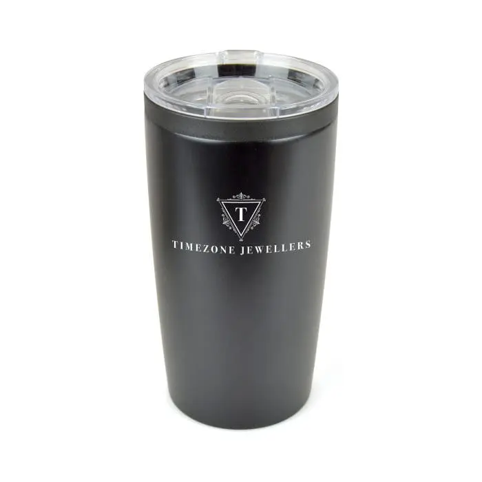 Promotional Oakridge Double Walled Steel Tumbler 550ml in black with printed logo or design