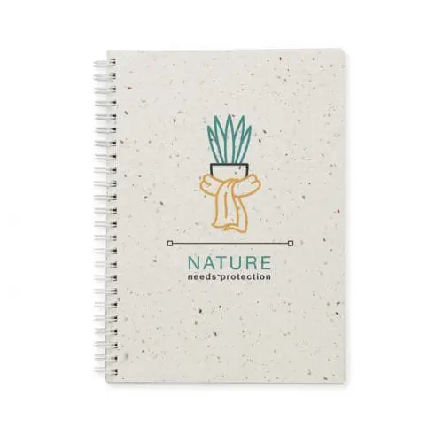 Promotional A5 Seed Paper Wire Bound Notebook printed with logo or design