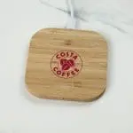 Printed Bamboo Square Wireless Charging Pad in bamboo printed with logo or design