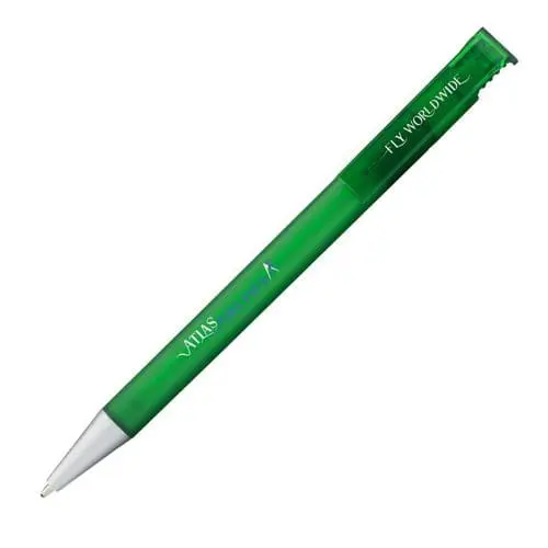 Printed Calico Arctic Frost Ballpen in green with printed logo or design