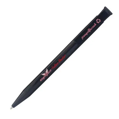 Branded Calico Recycled Ballpen in black with printed logo or design