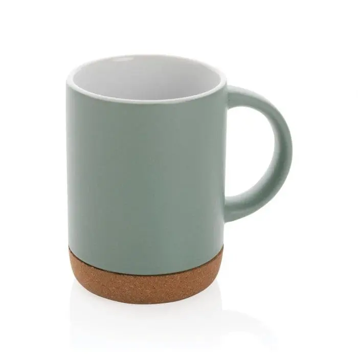 Customised Ceramic Mug with Cork Base 280ml in assorted colours supplied in gift box with printed logo or design