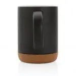 Branded Ceramic Mug with Cork Base 280ml in black supplied in gift box with printed logo or design