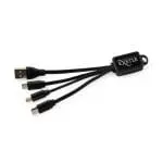 Promotional Connect 3-in-1 Charging Cable in black with printed logo or design