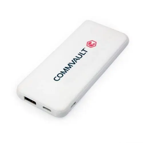 Promotional Pocket Size 5000mAh Powerbank in white with printed logo or design