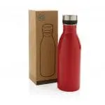 Customised Recycled Deluxe Water Bottle 500ml in red printed with logo or design in cardboard box