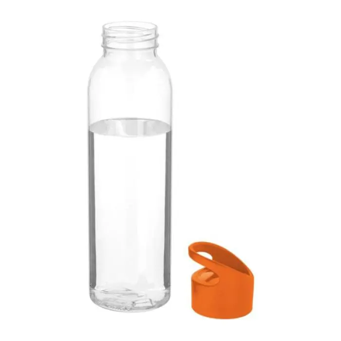 Branded Sky Clear Tritan Bottle 650ml with orange lid and printed logo or design