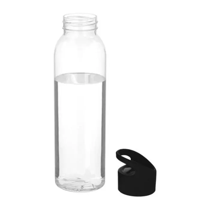 Branded Sky Clear Tritan Bottle 650ml with black lid and printed logo or design