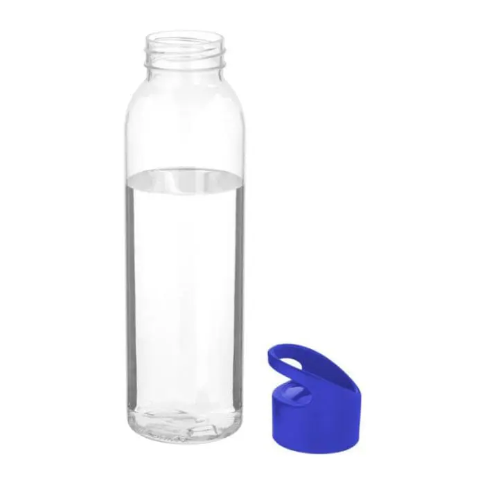 Branded Sky Clear Tritan Bottle 650ml with blue lid and printed logo or design