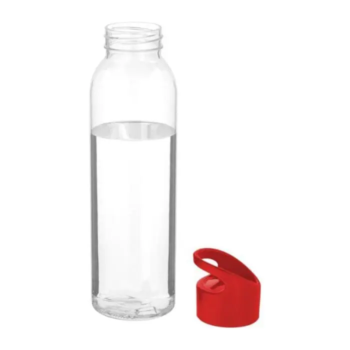 Branded Sky Clear Tritan Bottle 650ml with red lid and printed logo or design