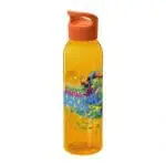 Promotional Sky Colour Tritan Bottle 650ml in orange with orange lid and printed logo or design