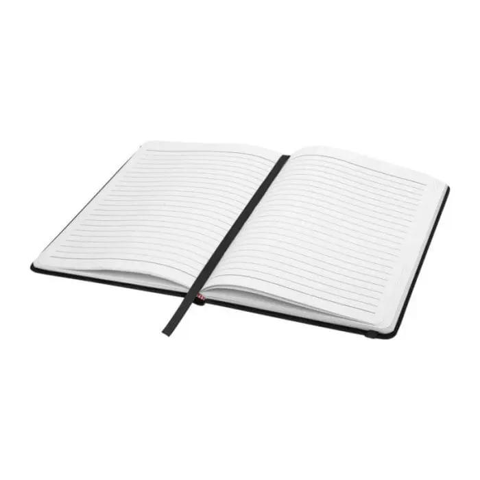 Personalised Spectrum A5 Soft Touch Notebook with lined pages and ribbon page marker with printed logo or design