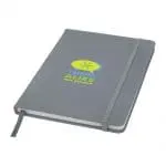 Customised Spectrum A5 Soft Touch Notebook in grey with grey trim and printed logo or design