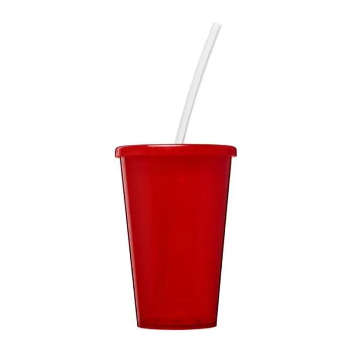 Personalised Stadium Double Walled Cup 350ml in assorted colours with straw and printed logo or design