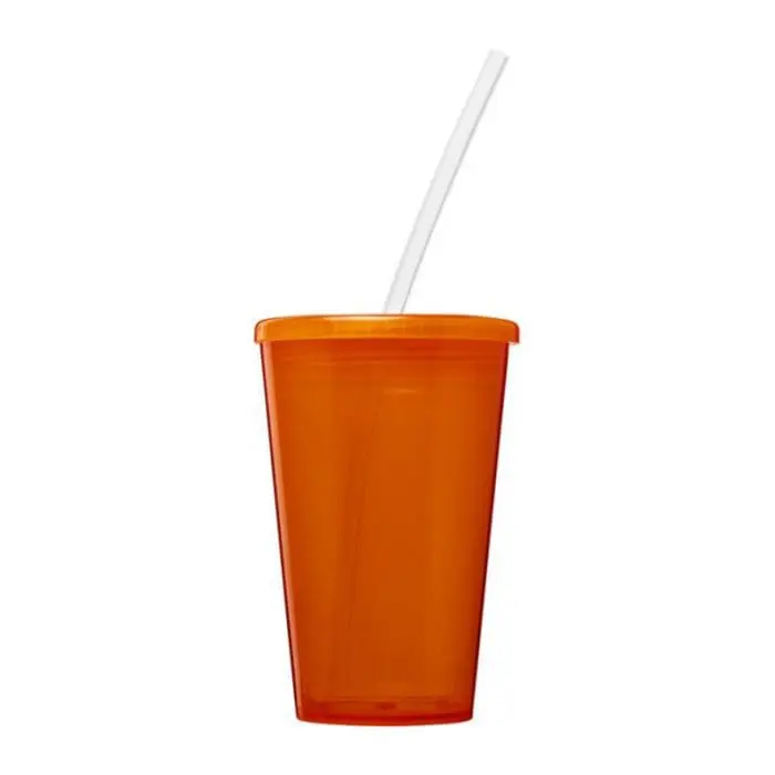 Personalised Stadium Double Walled Cup 350ml in assorted colours with straw and printed logo or design