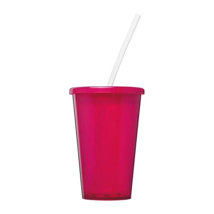 Custom-Branded Stadium Double Walled Cup 350ml in assorted colours with straw and printed logo or design