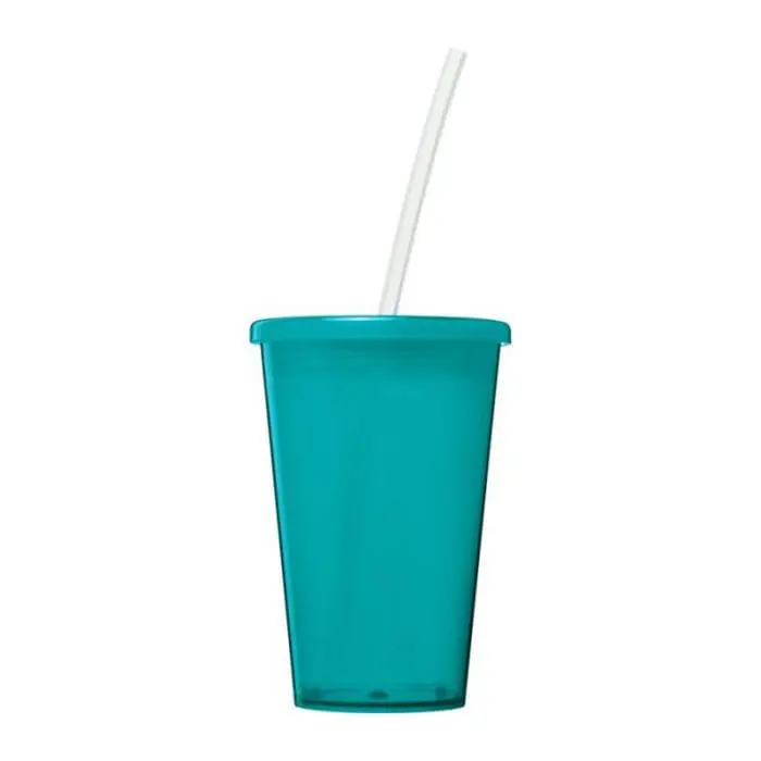 Branded Stadium Double Walled Cup 350ml in assorted colours with straw and printed logo or design