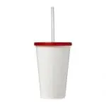 Branded Stadium Full Colour Cup 350ml with assorted coloured lid, straw and printed logo or design