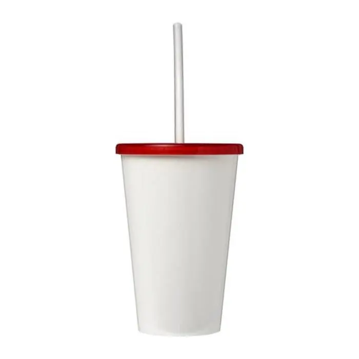 Branded Stadium Full Colour Cup 350ml with assorted coloured lid, straw and printed logo or design