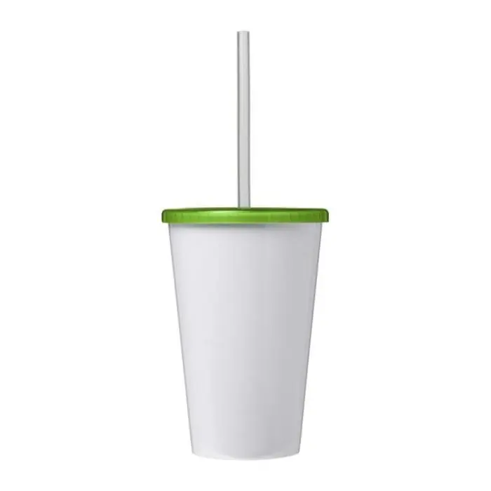 Printed Stadium Full Colour Cup 350ml with assorted coloured lid, straw and printed logo or design