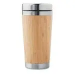 Printed Bamboo Steel Travel Mug 400ml in bamboo with printed logo or design