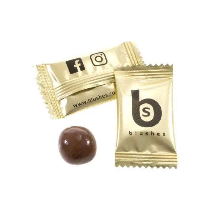 Custom-Branded Individually Wrapped Caramel Fudge Chocolates printed with logo or design