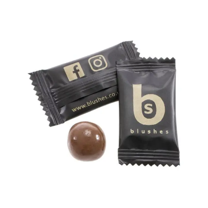 Custom-Branded Individually Wrapped Caramel Fudge Chocolates printed with logo or design